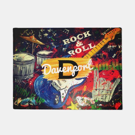 Rock & Roll Monogram Door Mat Fußmatte (Vorderseite)