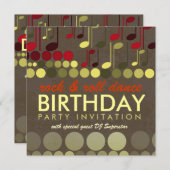 Rock & Roll Music Einladung zum Geburtstag (Vorne/Hinten)