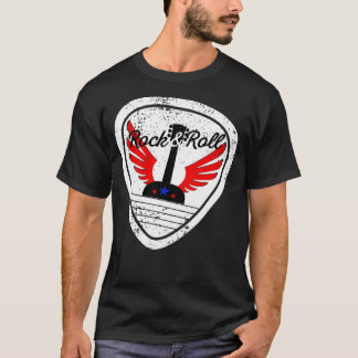 Rock Roll Plektrum und Wings T-Shirt