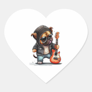 Rock Roll Puppy Dog (Drei) Herz-Aufkleber