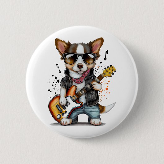 Rock Roll Puppy Dog (One) Button (Vorderseite)