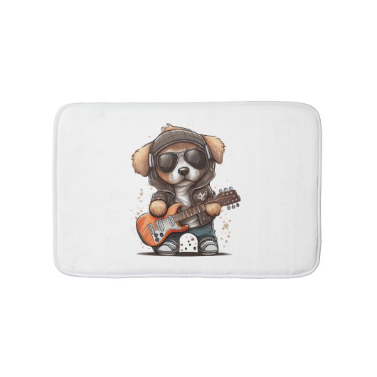 Rock Roll Puppy Dog (sechs) Badematte (Vorderseite)