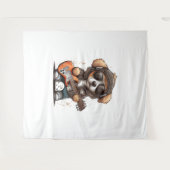 Rock Roll Puppy Dog (sechs) Wandteppich (Vorderseite (Horizontal))