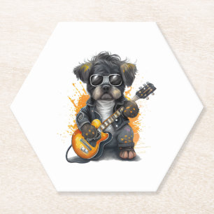 Rock Roll Puppy Dog (Vier) Untersetzer