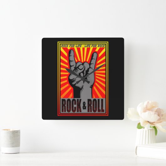 Rock & Roll Quadratische Wanduhr (Zuhause)