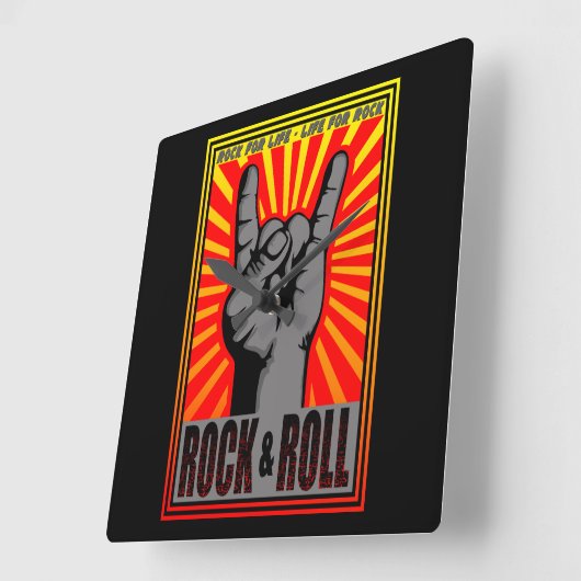 Rock & Roll Quadratische Wanduhr (Winkel)