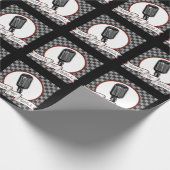 Rock & Roll Retro Mikrofon Rockabilly Button Up Geschenkpapier (Ecke)