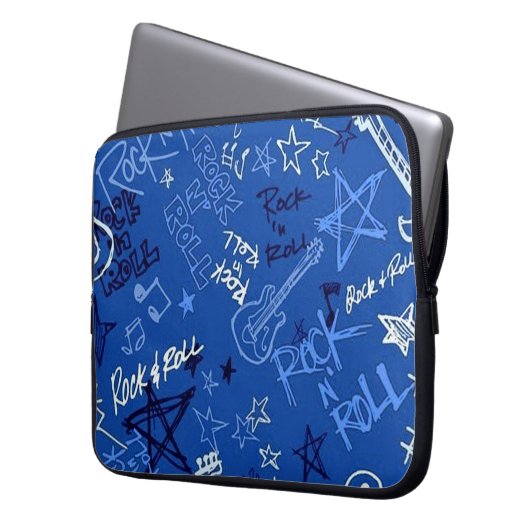 Rock & Roll Rock Star Blue Notebook-Sieb Laptopschutzhülle (Vorderseite Links)