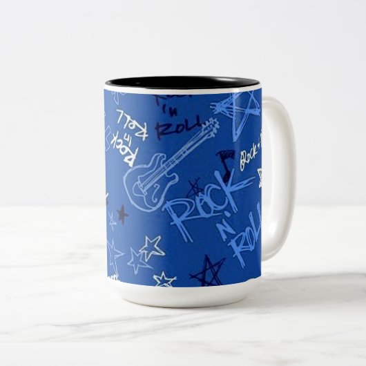 Rock & Roll Rock Star Blue Zweifarbige Tasse (VorderseiteRechts)