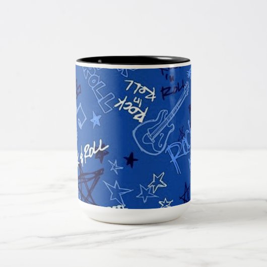 Rock & Roll Rock Star Blue Zweifarbige Tasse (Mittel)