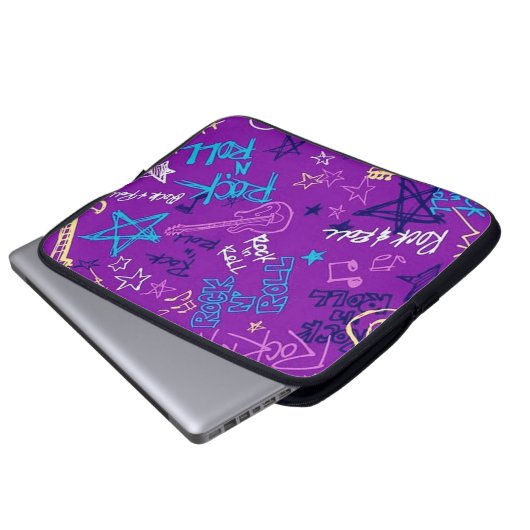 Rock & Roll Rock Star Lila Laptop-Sieb Laptopschutzhülle (Vorne Knopf)