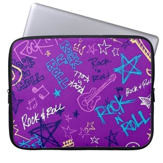 Rock & Roll Rock Star Lila Laptop-Sieb Laptopschutzhülle (Vorderseite)