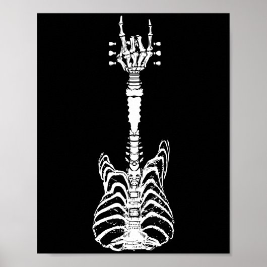 Rock & Roll Skeleton Gitarre Lover Geschenk Poster (Vorne)
