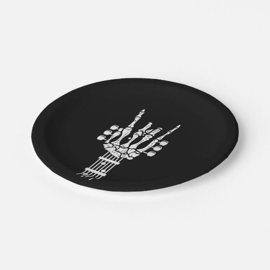 Rock & Roll Skeleton Gitarre LoverPaper Plate Pappteller (Schrägansicht)