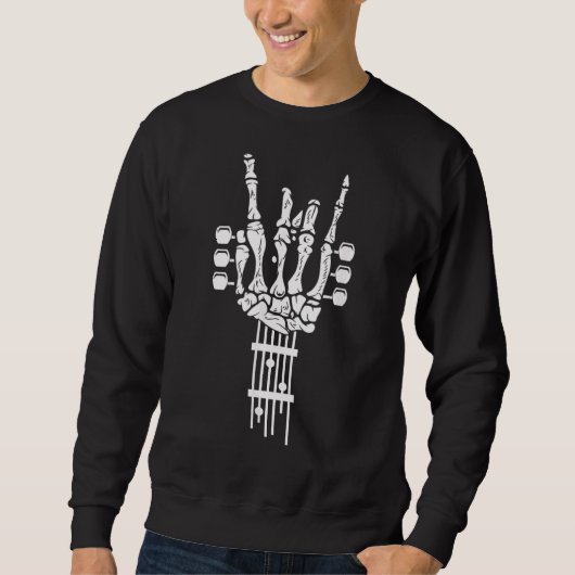 Rock & Roll Skeleton Gitarrenmusik Sweatshirt (Vorderseite)