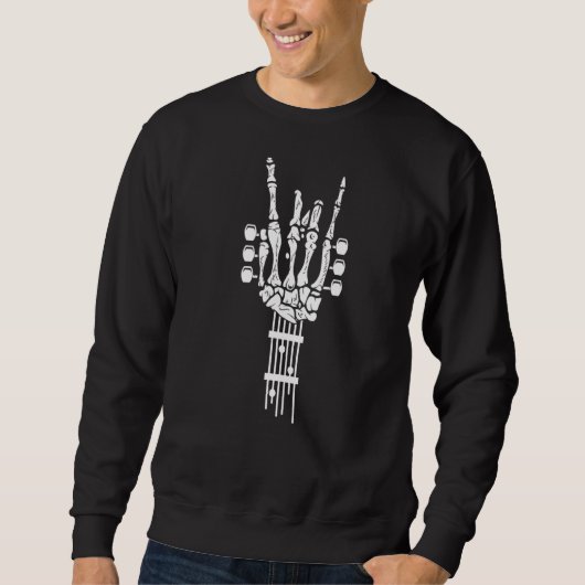 Rock & Roll Skeleton Gitarrenmusik Sweatshirt (Vorderseite)