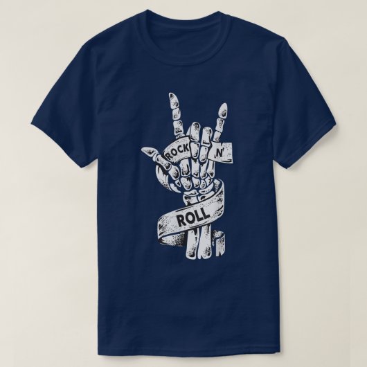 Rock & Roll Skeleton Guitar Music Lover Rockstar T-Shirt (Design vorne)
