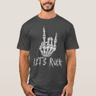 Rock Roll Skelett Handgitarre Rock Cool Männer Fra T-Shirt