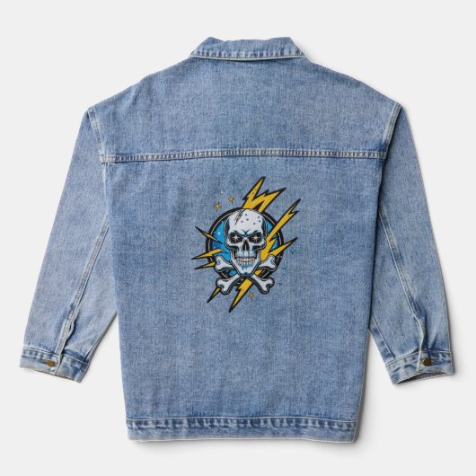 Rock & Roll Skull Thunder Patch Jeansjacke (Rückseite)