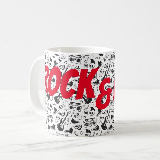 Rock & Roll Tasse - rot & schwarz - Text anpassen (Vorderseite Links)