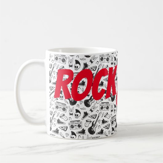 Rock & Roll Tasse - rot & schwarz - Text anpassen (Links)