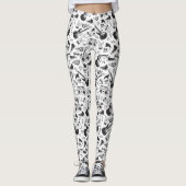 Rock & Roll thematische Leggings - Schwarzweiß (Vorderseite)