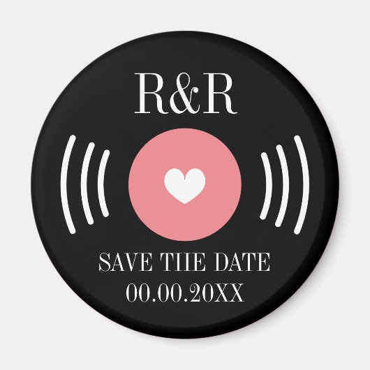 Rock & roll vinyl music record Wedding save date Magnet (Vorne)