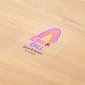 Rock & roll wedding add couple name retro rainbow  acryleinladungen (Ablage )