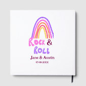 Rock & roll wedding add couple name retro rainbow gästebuch (Rückseite)
