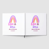 Rock & roll wedding add couple name retro rainbow gästebuch (Voll)