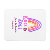 Rock & roll wedding add couple name retro rainbow magnet (Horizontal)