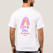 Rock & roll wedding add couple name retro rainbow T-Shirt (Rückseite)