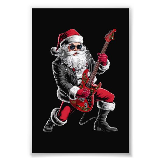 Rock & Roll Weihnachtsmann-Claus Gitarrist Fotodruck (Vorne)