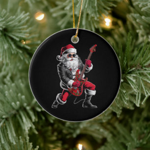 Rock & Roll Weihnachtsmann-Claus Gitarrist Keramik Ornament