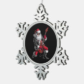 Rock & Roll Weihnachtsmann-Claus Gitarrist Schneeflocken Zinn-Ornament (Rechts)