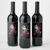 Rock & Roll Weihnachtsmann-Claus Gitarrist Weinetikett (Flaschen)