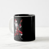 Rock & Roll Weihnachtsmann-Claus Gitarrist Zweifarbige Tasse (Vorderseite Links)
