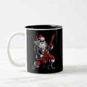 Rock & Roll Weihnachtsmann-Claus Gitarrist Zweifarbige Tasse (Links)