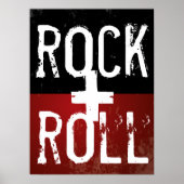 Rock + Rolle in Schwarz und Rot Poster (Vorne)