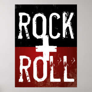 Rock + Rolle in Schwarz und Rot Poster