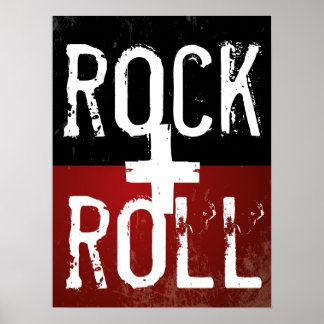 Rock + Rolle in Schwarz und Rot Poster