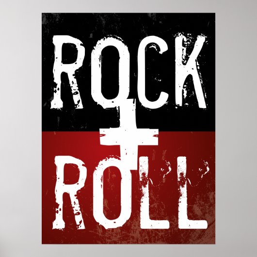 Rock + Rolle in Schwarz und Rot Poster (Vorne)