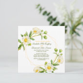 Rock Rose Aquarellfarbene, grüne Hochzeit Einladung (Stehend Vorderseite)