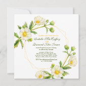 Rock Rose Aquarellfarbene, grüne Hochzeit Einladung (Vorderseite)