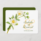 Rock Rose Aquarellkunst Grüne Hochzeit Einladung (Vorne/Hinten)