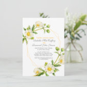 Rock Rose Aquarellkunst Weiße Hochzeit Einladung (Stehend Vorderseite)