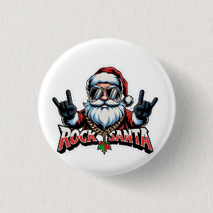 Rock Santa Metal Teufelshorn Santa Metalhead  Button