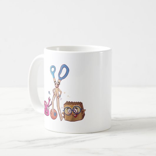 Rock, Schere, Paperbag Kaffeetasse (Vorderseite Links)