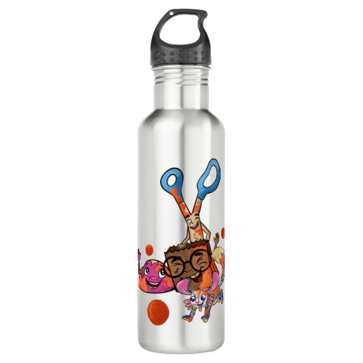 Rock, Schere, Paperbag mit Splashy-Wasserflasche Edelstahlflasche (Vorderseite)