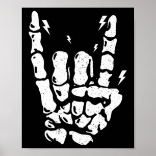 Rock Skeleton Cool Rocker Halloween Men Women Boys Poster
